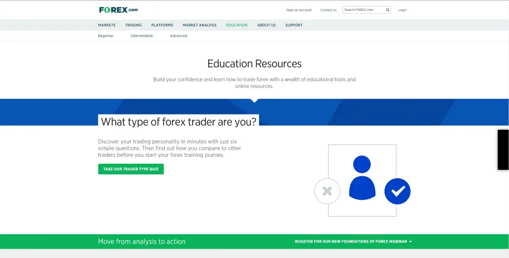 Free beginner to advanced course by forex.com