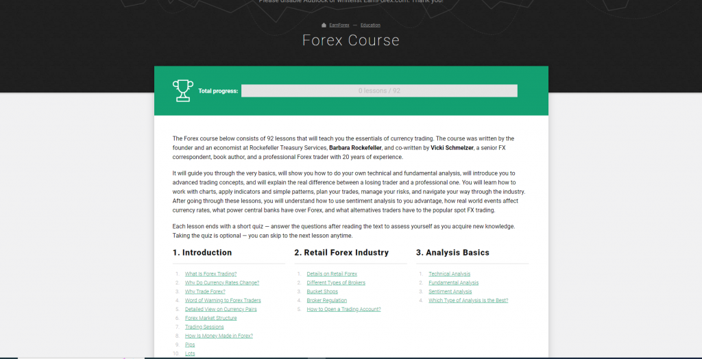 Free course offered by earnforex